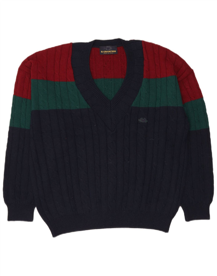 IL GRANCHIO Herre V-hals sweater XL Multifarvet Colourblock