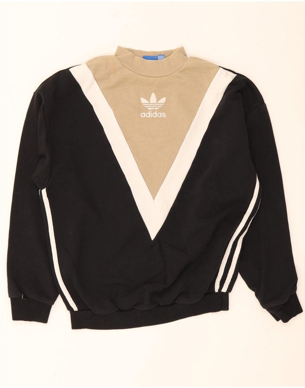 Adidas Graphic Sweatshirt Jumper UK 8 Small Black Colourblock