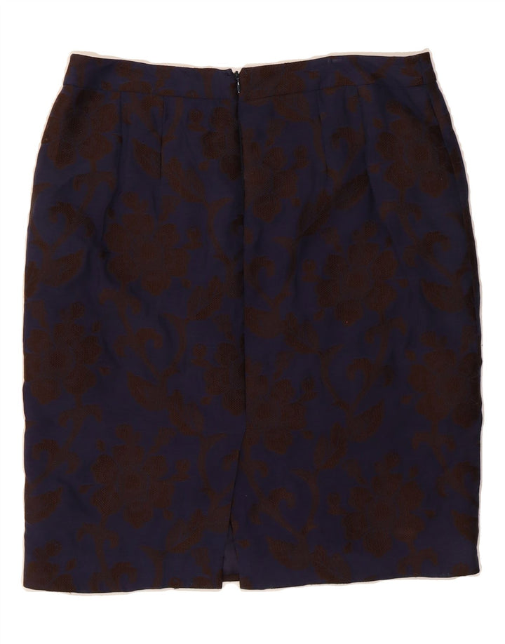JIGSAW Womens Pencil Skirt US 12 Large W32 Navy Blue Floral Polyester Vintage Jigsaw and Second-Hand Jigsaw from Messina Hembry 