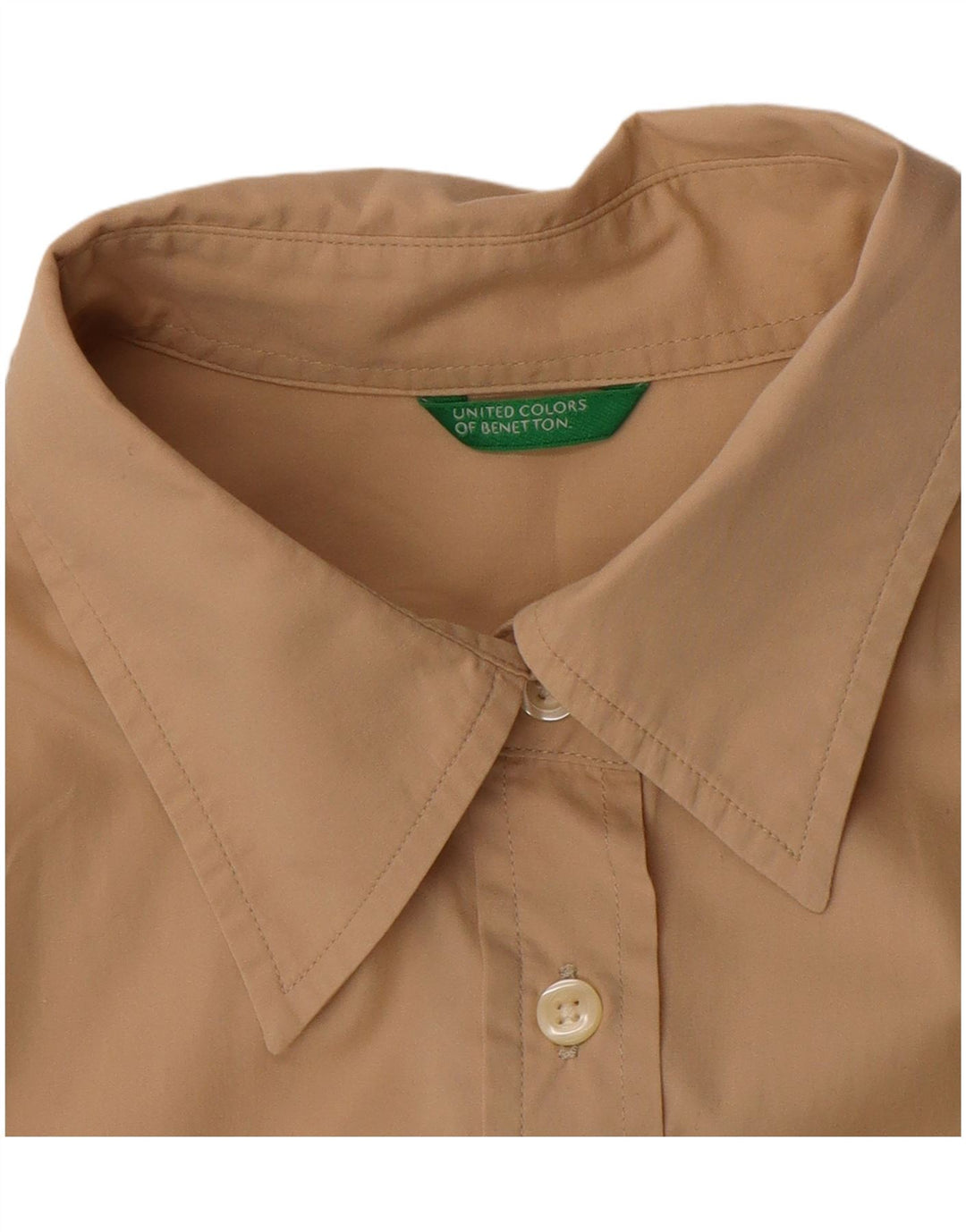 Benetton kortærmet skjorte til kvinder UK 14 Large Beige
