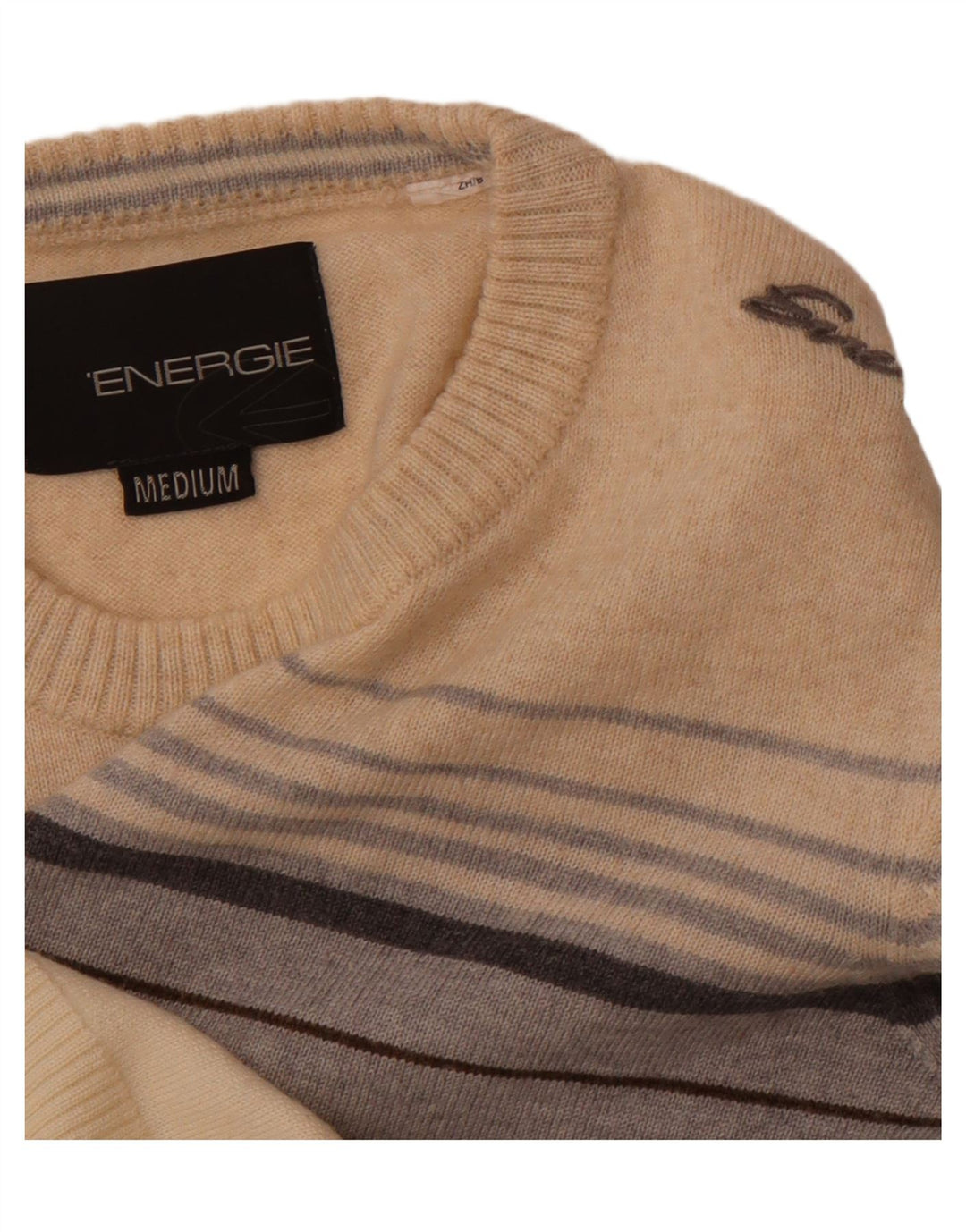 ENERGIE Herre trøjetrøje med rund hals mellem beige stribet
