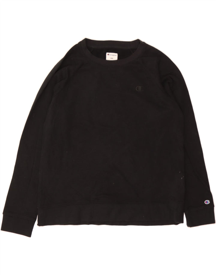 CHAMPION Womens Oversized Sweatshirt Jumper UK 14 Medium Black Cotton Vintage Champion and Second-Hand Champion from Messina Hembry 