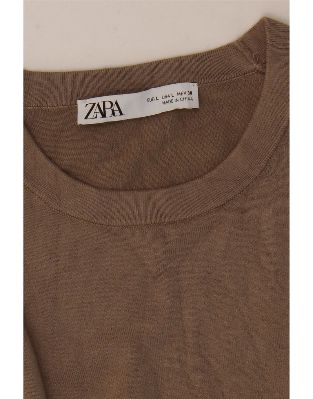 ZARA Dame sweater med rund hals DK 14 Stor Brun