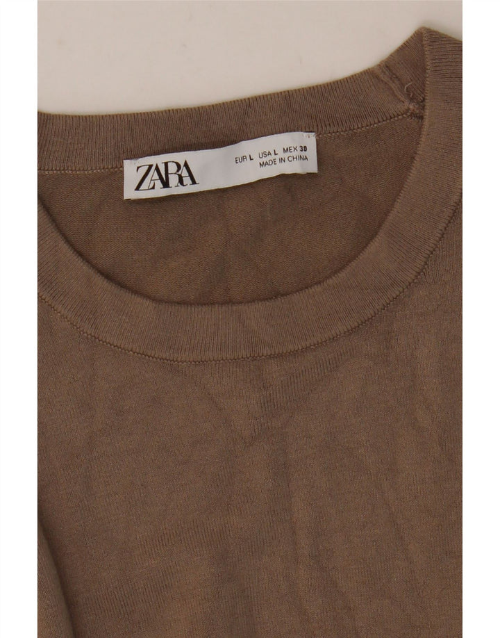ZARA Dame sweater med rund hals DK 14 Stor Brun
