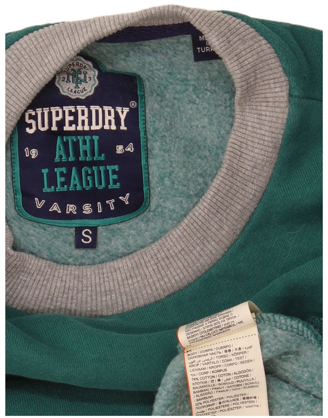 Superdry Graphic Sweatshirt Jumper UK 10 Small Green Colourblock