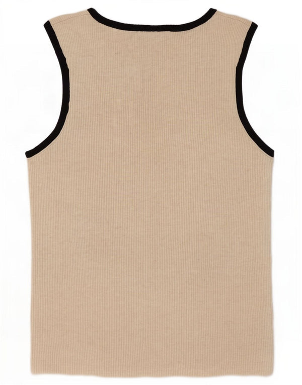 Marks & Spencer Womens Vest Top UK 22 3XL Beige Colourblock Viscose