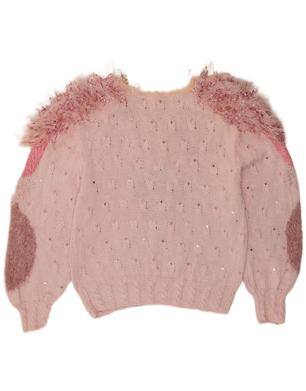 Vintage Dame Boat Neck Jumper Sweater UK 16 Large Pink