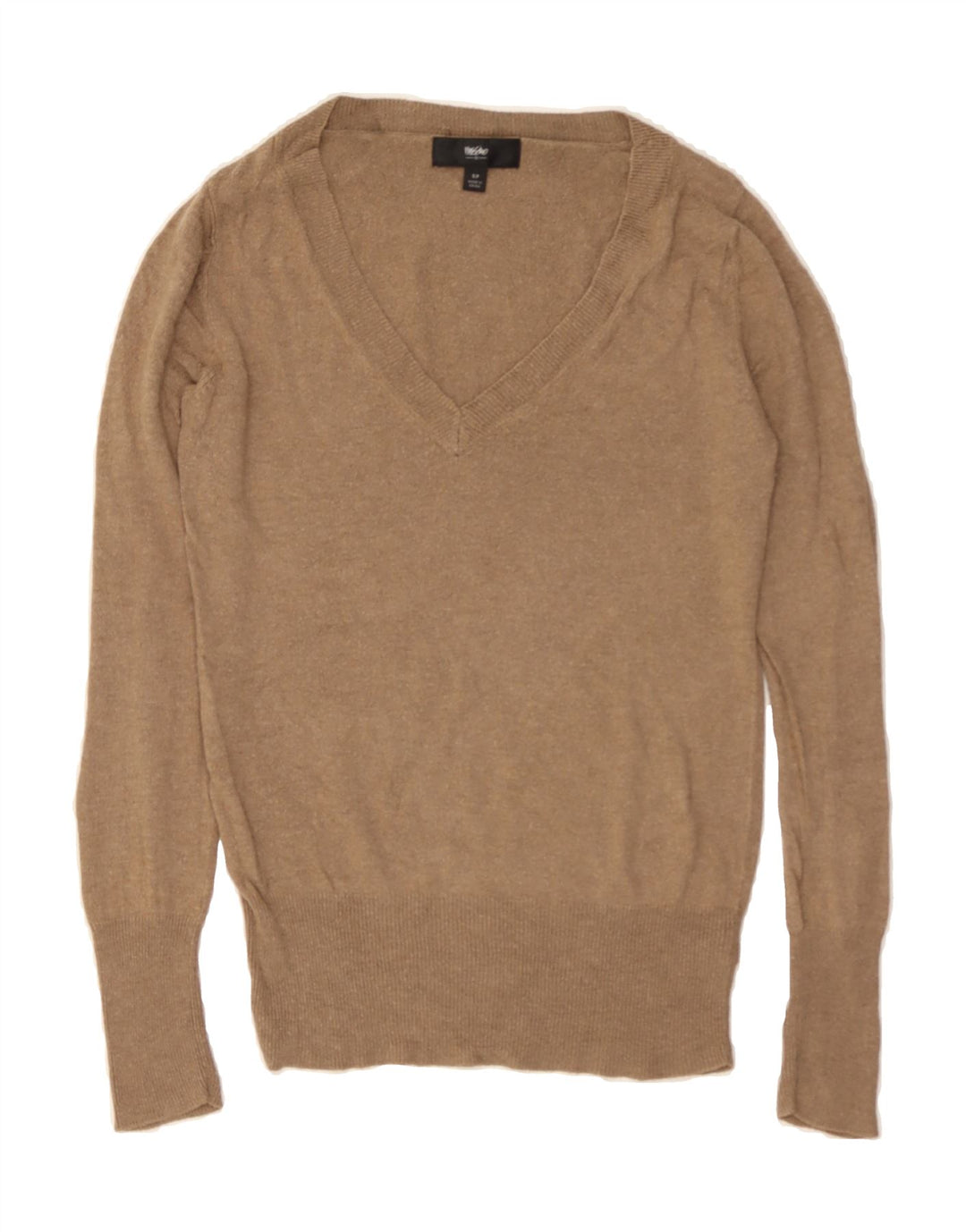 MOSSIMO Womens V-Neck Jumper Sweater UK 10 Small Beige Nylon Vintage Mossimo and Second-Hand Mossimo from Messina Hembry 
