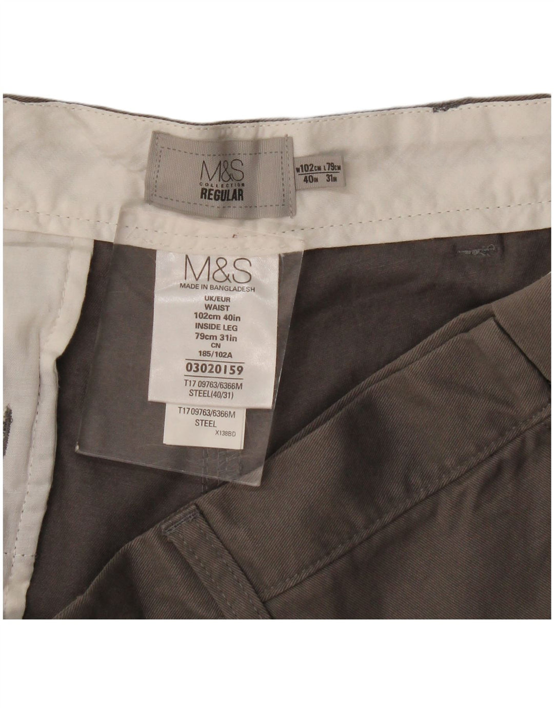 Marks & Spencer Herre Regular Fit Chinobukser W40 L31 Grå Bomuld