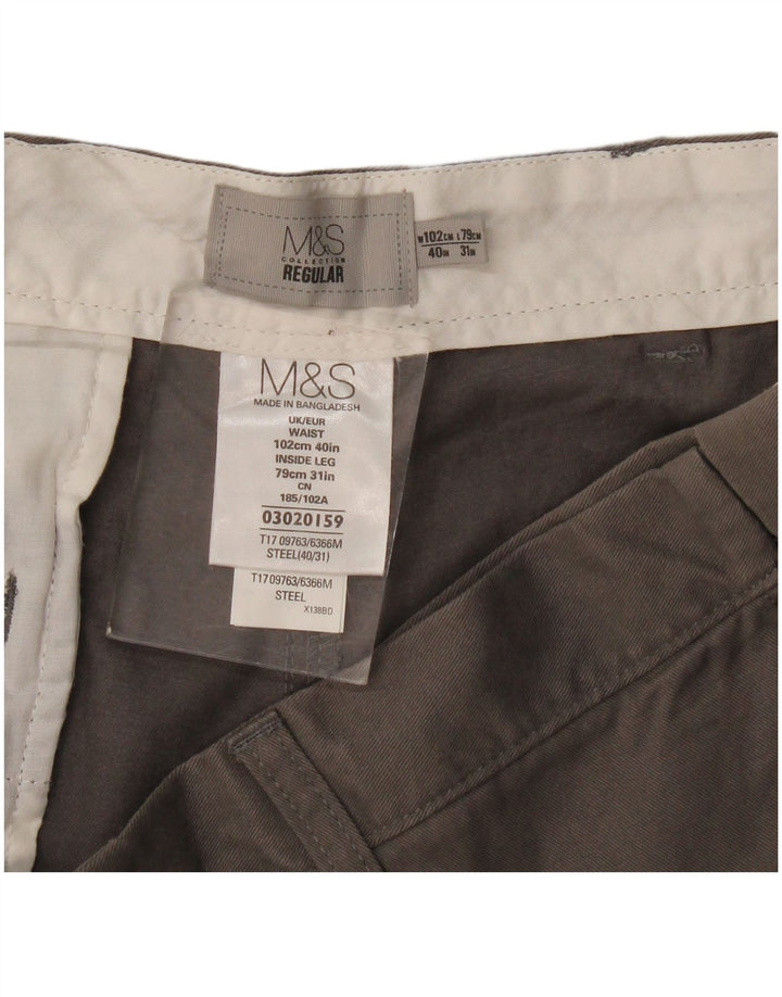 Marks & Spencer Herre Regular Fit Chinobukser W40 L31 Grå Bomuld