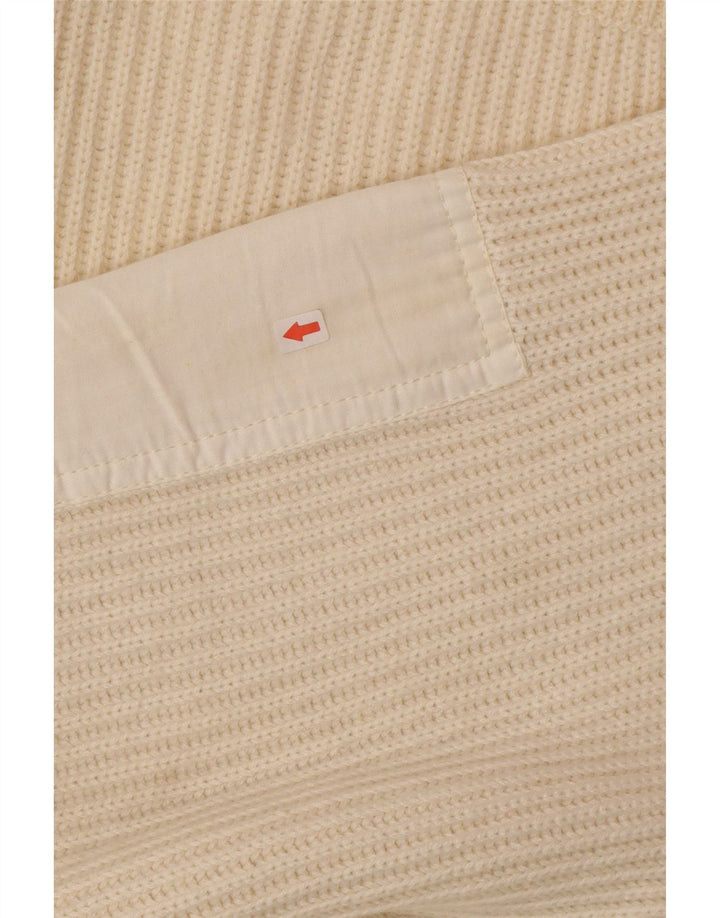 Vintage herre rund hals sweater stor beige colourblock uld