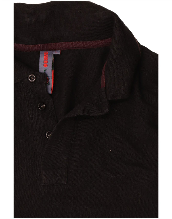 Charro Langærmet Polo Shirt til mænd Stor sort bomuld