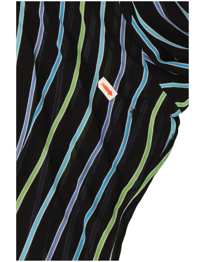 Vintage Dame Gennemsigtig Skjorte Bluse IT 42 Medium Sort Stribet