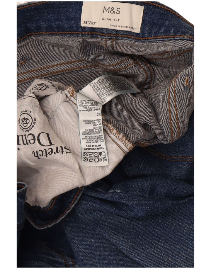 Marks & Spencer Herre Slim Jeans W38 L33 Blå Bomuld