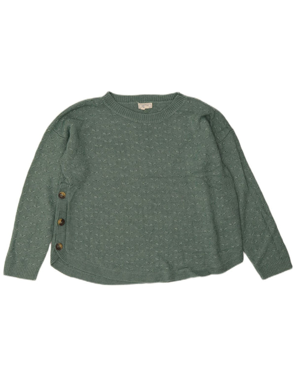 Fat Face Dame Boat Neck Jumper Sweater UK 14 Large Green Viscose