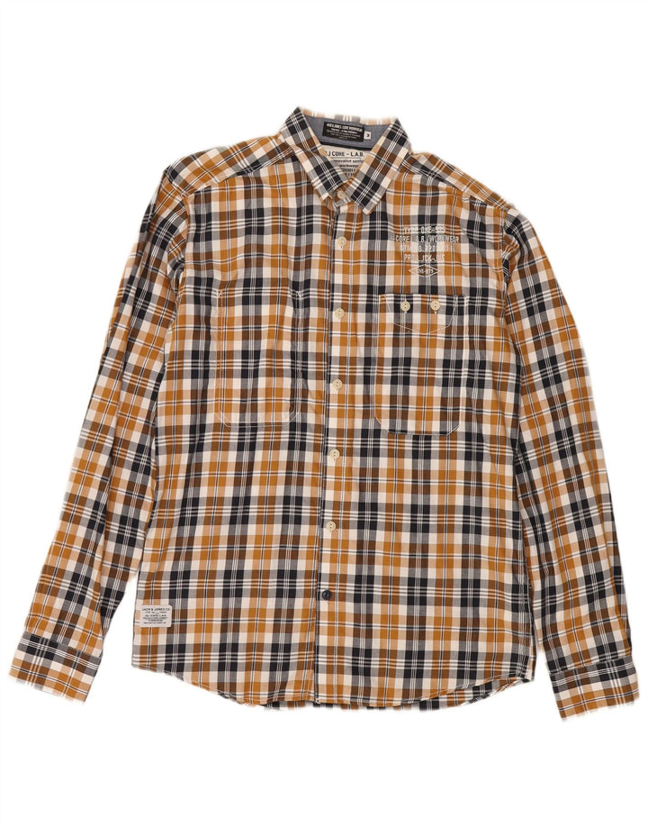 Jack & Jones herre flannelskjorte medium brun ternet bomuld
