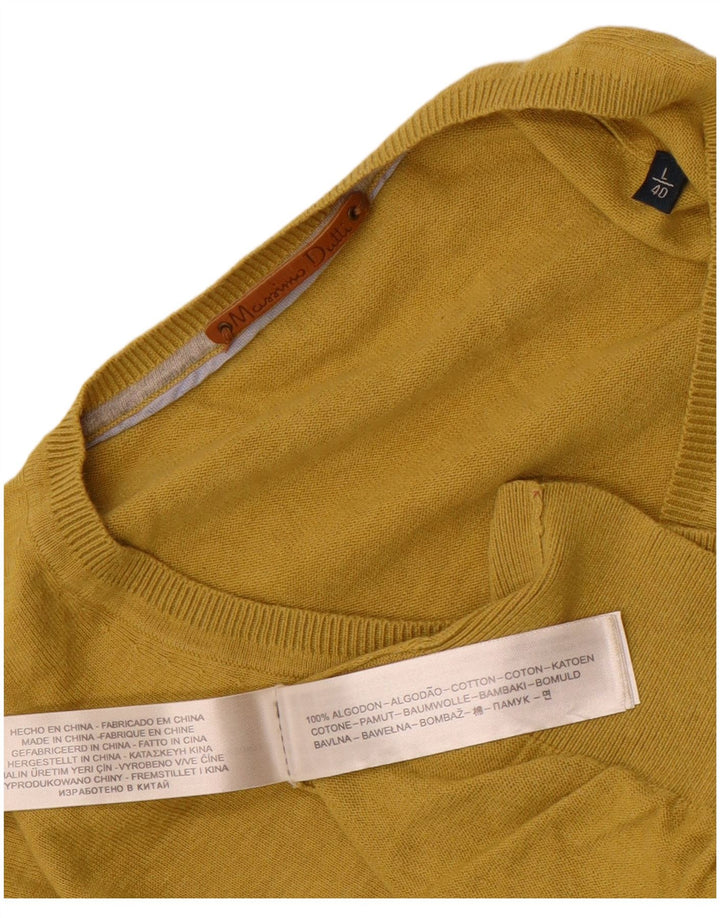 Massimo Dutti Herre V-hals sweater Stor gul bomuld