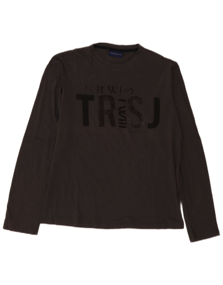 Trussardi Jeans Herre Grafisk Top Langærmet Stor Grå Bomuld