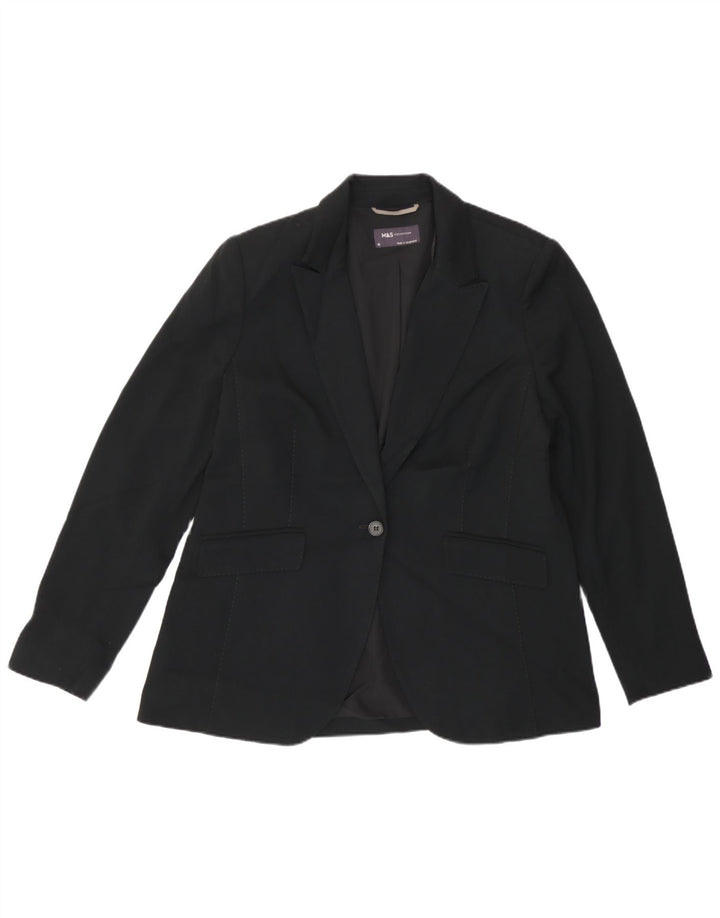Marks & Spencer Dame 1-knaps blazerjakke UK 16 Stor sort polyester