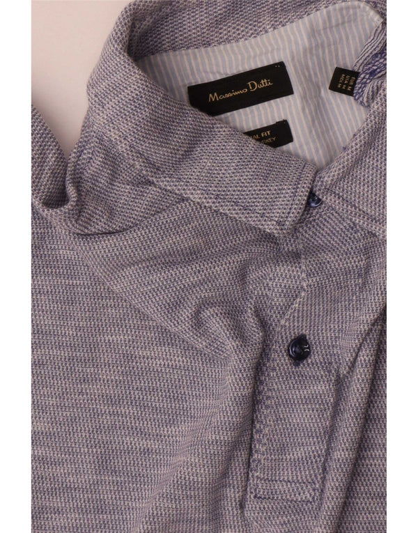 Massimo Dutti Herre Casual Fit Polo Shirt Medium Blue Flecked Bomuld
