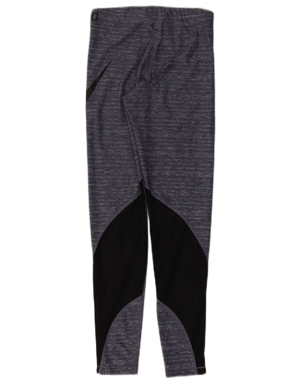 Nike Dame Dri Fit Grafiske Leggings UK 8 Small Navy Blue Colourblock