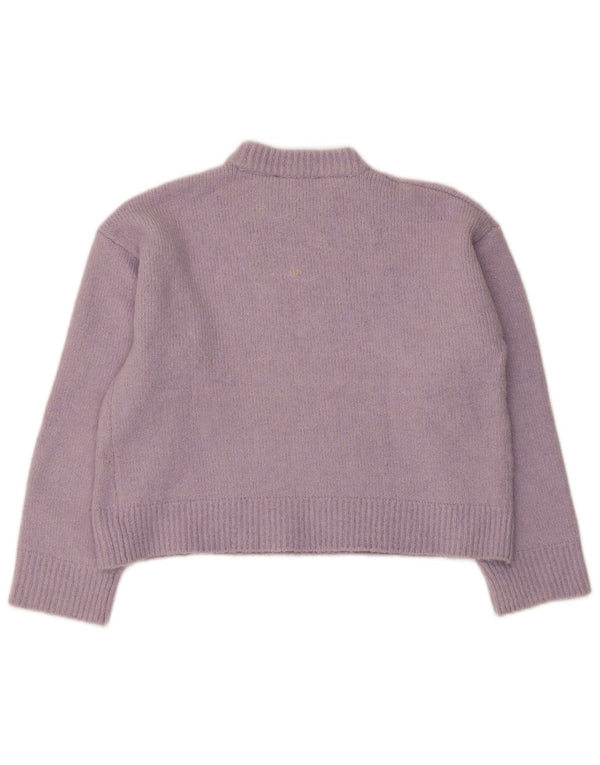 Zara Womens Crop Oversized Turtle Neck Jumper Sweater UK 10 Small Purple