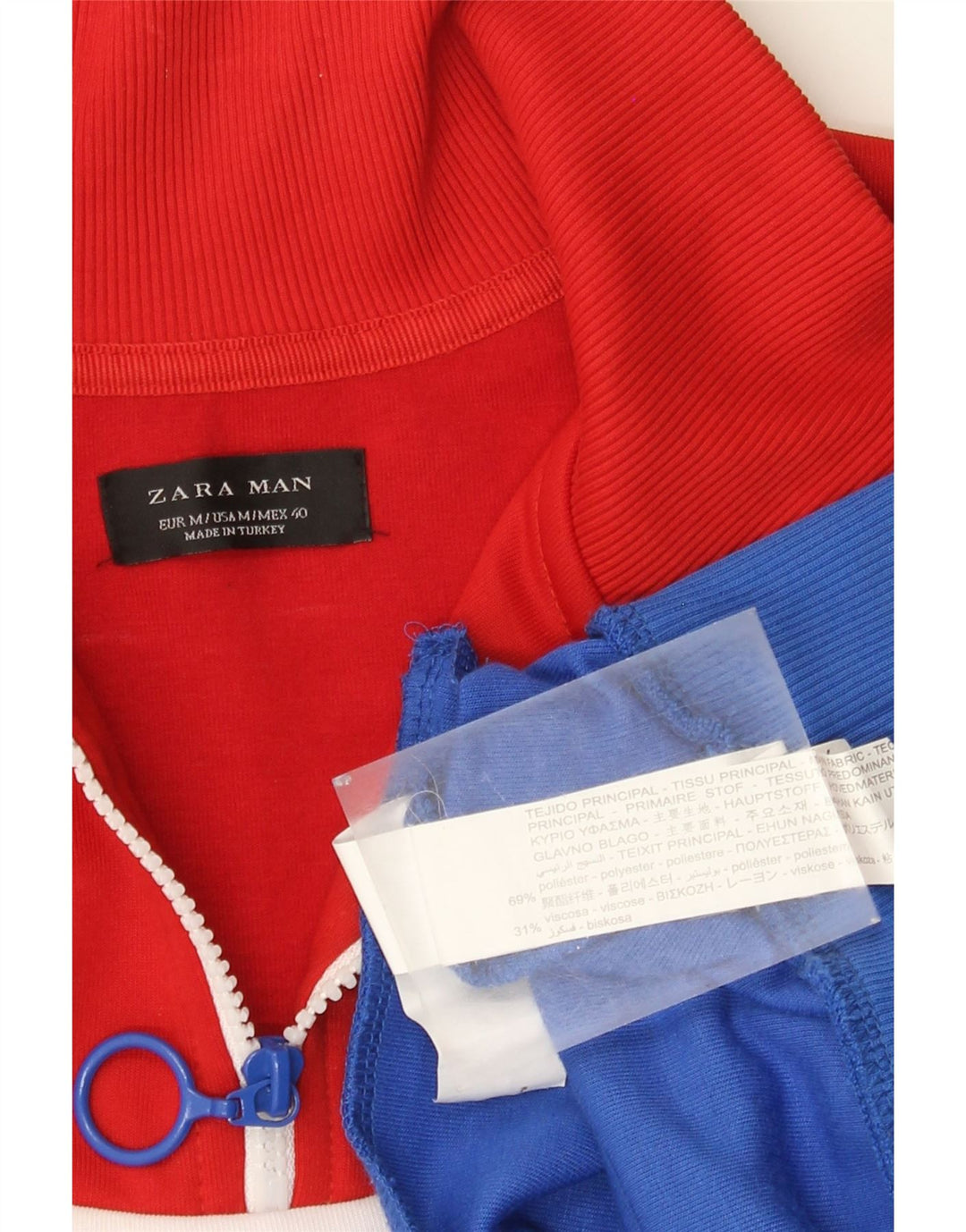 ZARA Sweatshirt med lynlås til mænd Medium Multicolored Colourblock