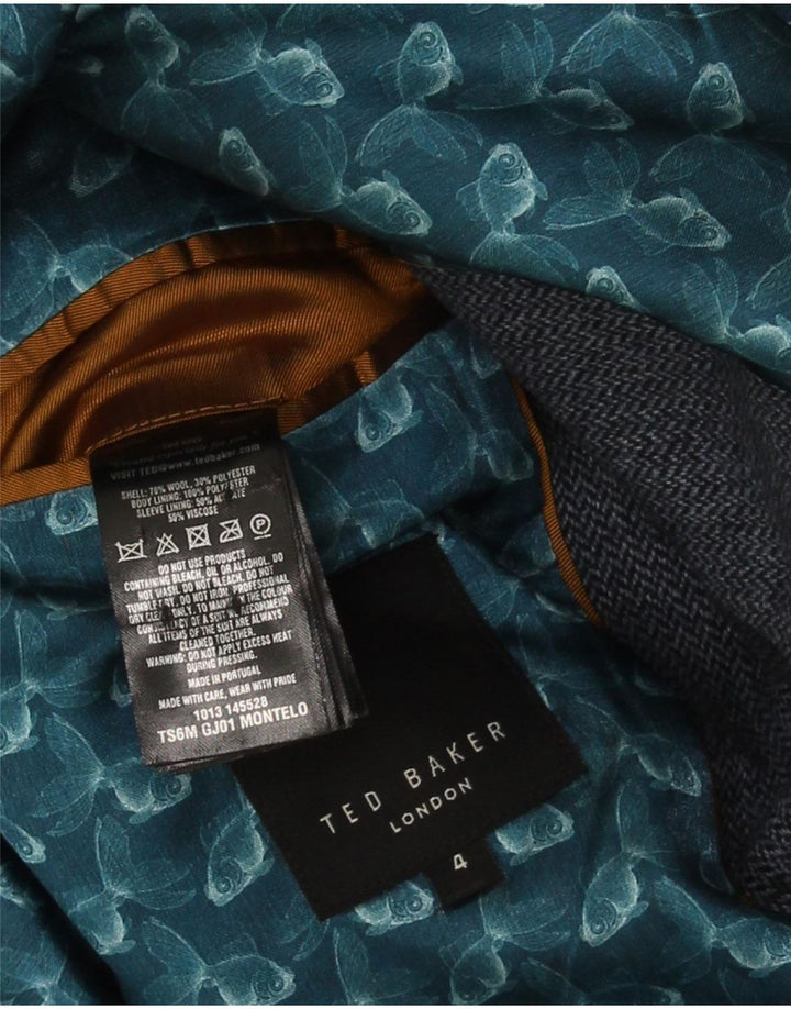 Ted Baker Herre 2-knaps blazerjakke str. 4 Large Marineblå sildeben