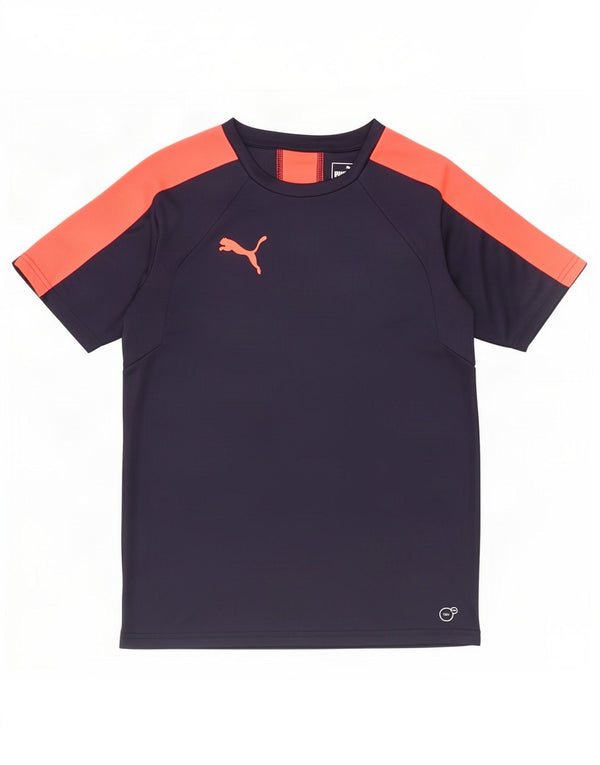 Puma Boys T-Shirt Top 13-14 år Navy Blue Colourblock Polyester