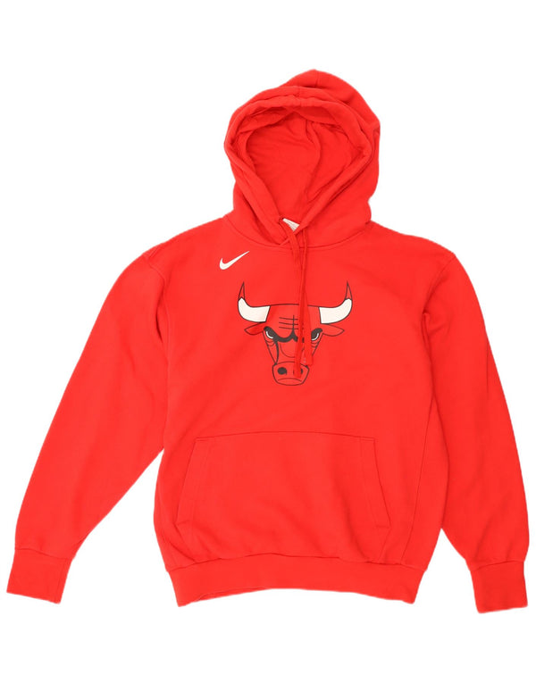 NIKE Dame Chicago Bulls Oversized grafisk hættetrøje Jumper UK 10 Lille Rød