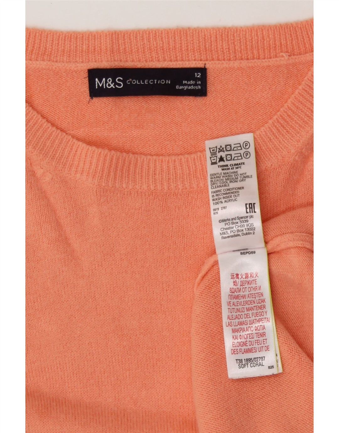 Marks & Spencer Dame sweater med rund hals DK 12 Medium Pink Akryl