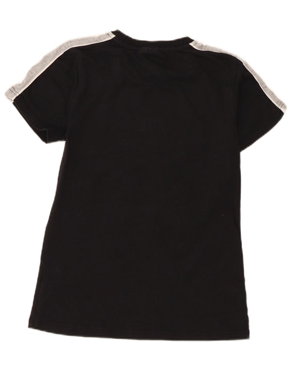 Fila Dame Grafisk T-Shirt Top UK 10 Small Black Colourblock Bomuld