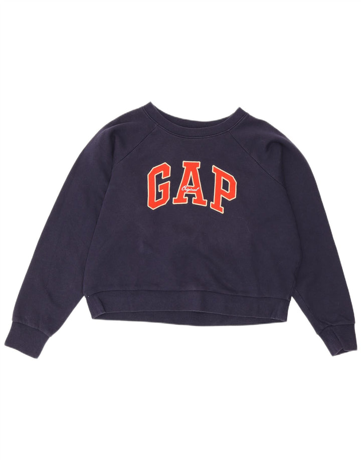 Gap Womens Crop Graphic Oversized Sweatshirt Jumper UK 10 Small Navy Blue