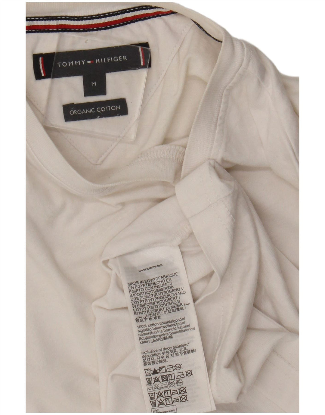 Tommy Hilfiger Herre T-Shirt Top Medium Hvid Bomuld