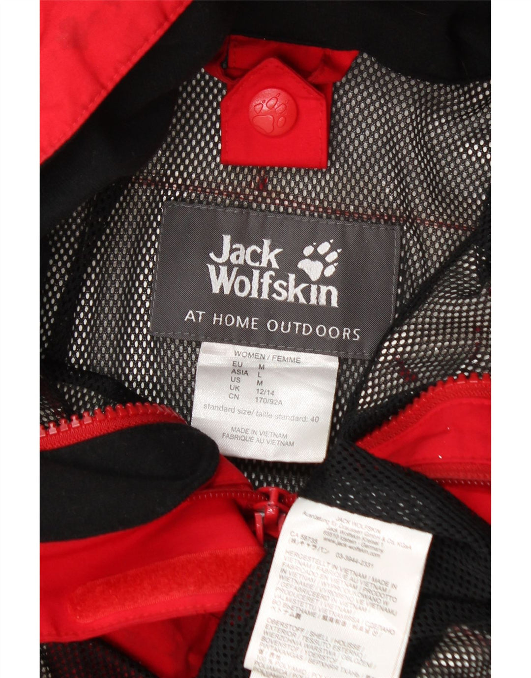 Jack Wolfskin Dame Hætte Regnjakke UK 12/14 Medium Rød Polyamid