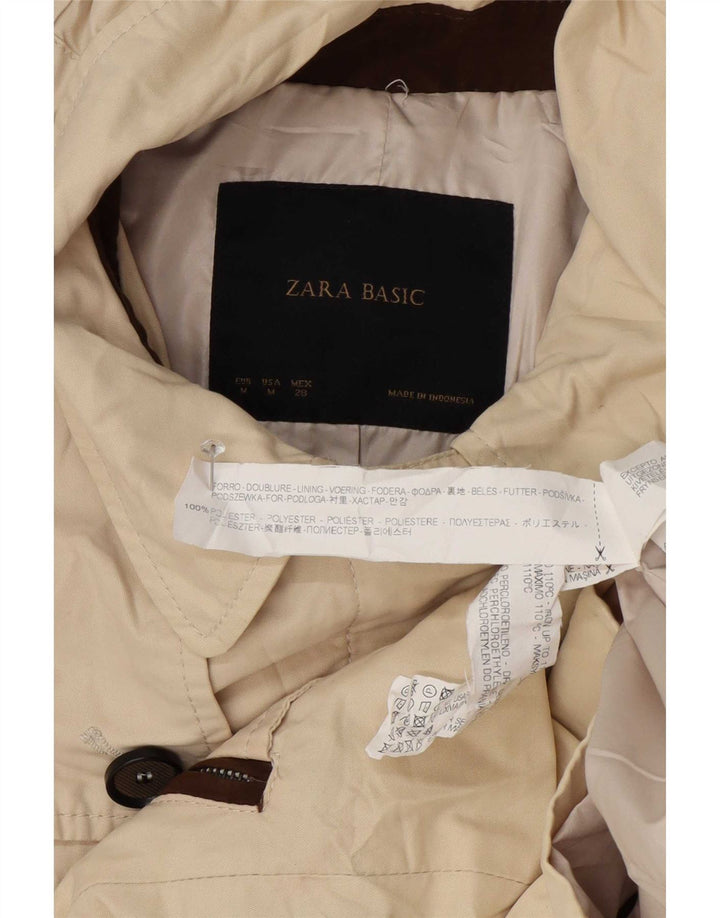 Zara Regnfrakke med hætte til kvinder UK 12 Medium Beige Polyester