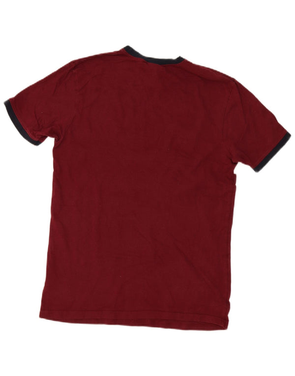 Ellesse Mens T-Shirt Top Small Burgundy Striped Cotton