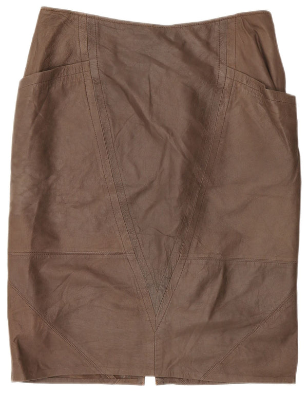 Vintage lædernederdel til kvinder W32 Large Brown