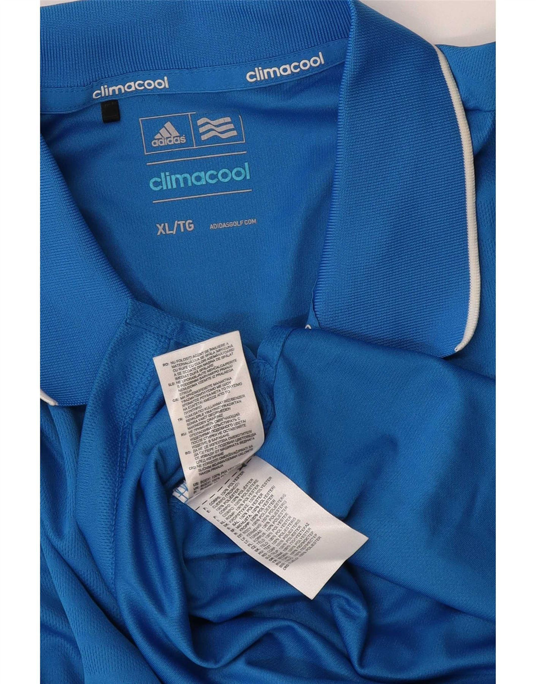 Adidas Herre Climacool Polo Shirt XL Blå Stribet Polyester