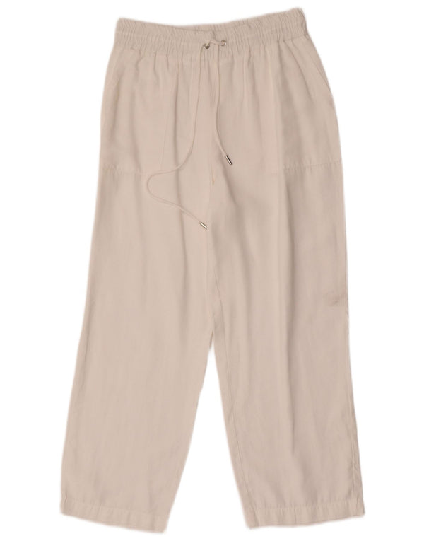 Zara Womens Cropped Trousers Small W26 L25 White Modal