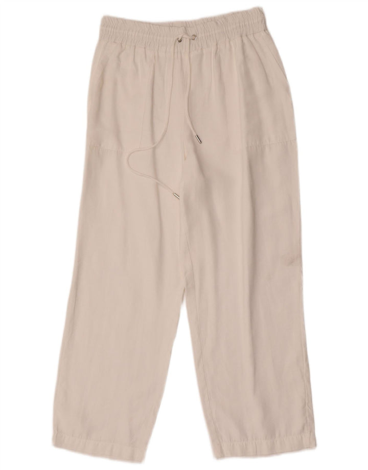Zara Womens Cropped Trousers Small W26 L25 White Modal