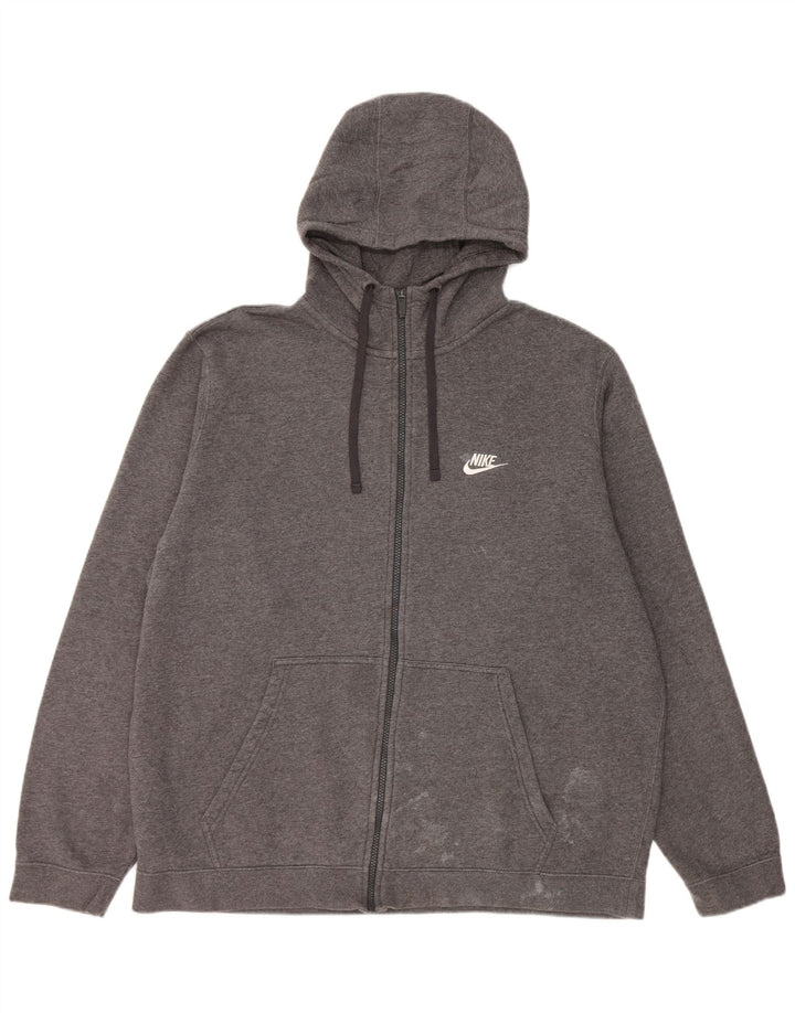 Nike hættetrøje med lynlås til mænd 2XL grå bomuld