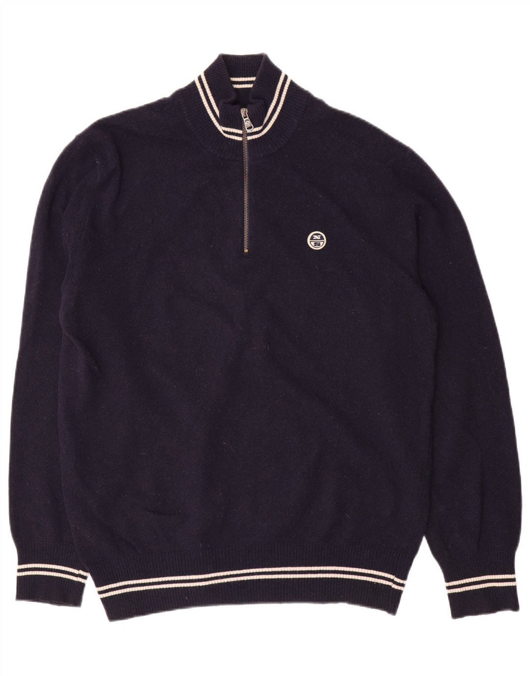 North Sails Herre Zip Neck Jumper Sweater 2XL Navy Blue Uld
