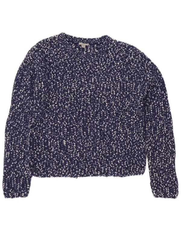 Cos Dame Oversized Crew Neck Jumper Sweater UK 10 Small Navy Blue Flecked