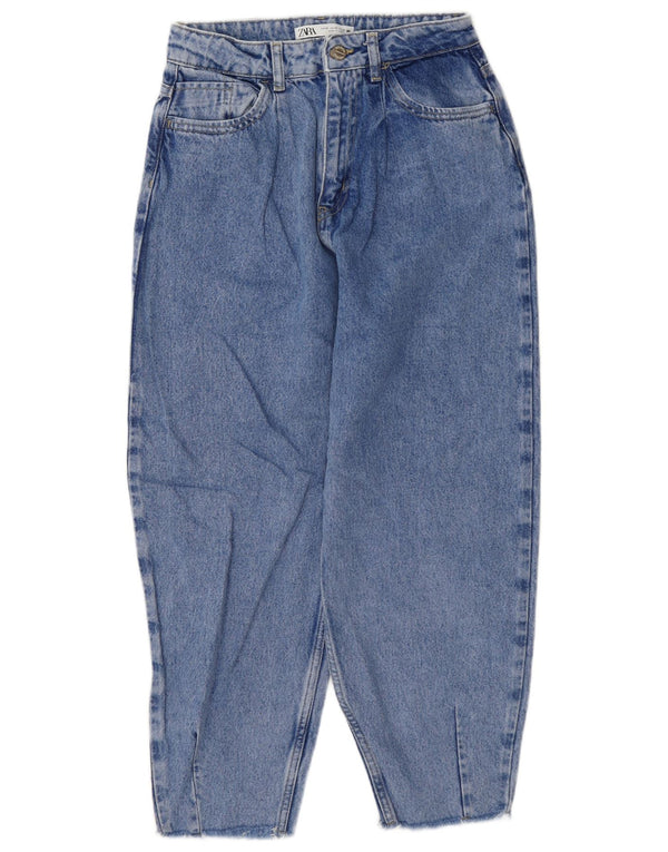Zara Dame Balloon Crop Højtaljede Jeans EU 36 XS W26 L25 Blå Bomuld