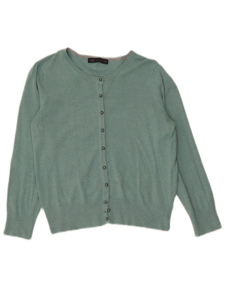 Marks & Spencer Dame Cardigan Sweater UK 12 Medium Green Viscose