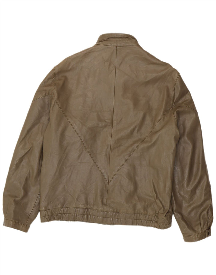 VINTAGE Herre Læderjakke IT 56 3XL Brunt Læder