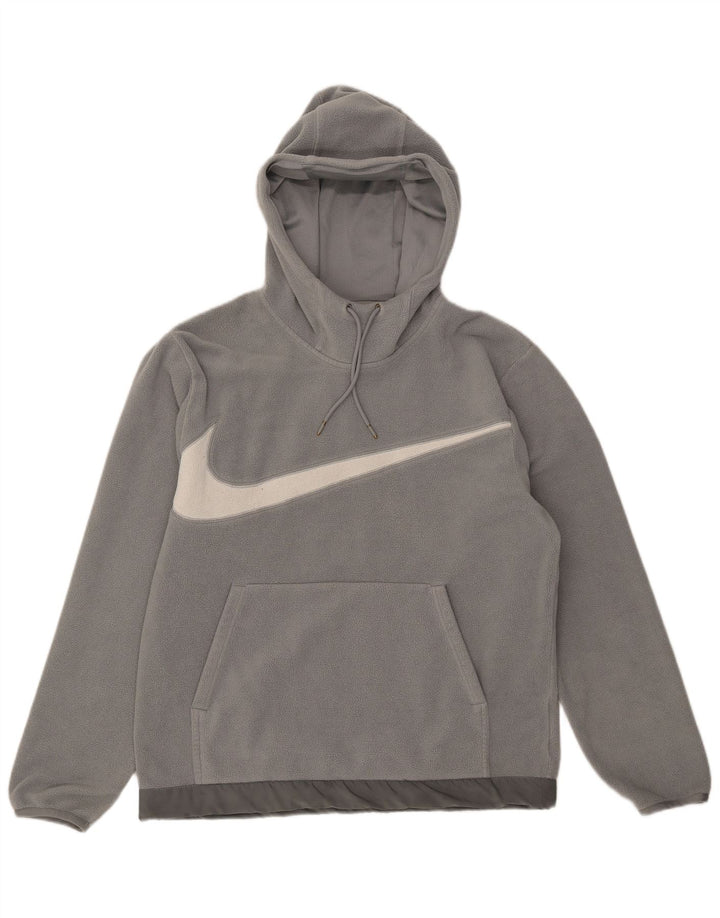 Nike Herre grafisk fleecetrøje med hætte mellemgrå polyester