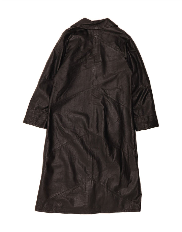 VINTAGE Womens Leather Coat UK 14 Medium Black Leather Vintage Vintage and Second-Hand Vintage from Messina Hembry 