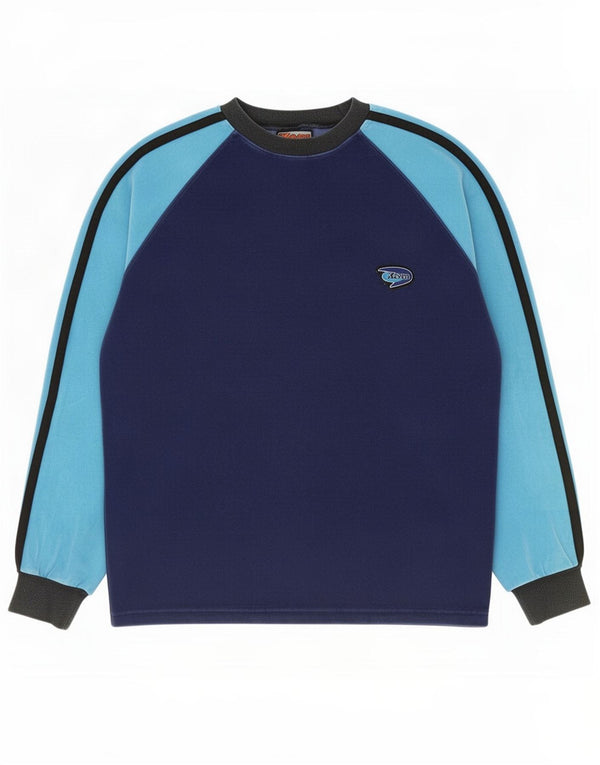 Syv 7 mænds velour sweatshirt jumper medium marineblå colourblock bomuld